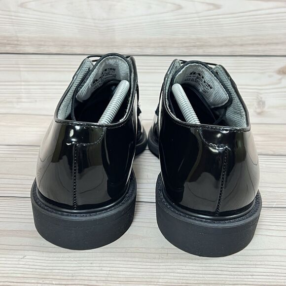 Bates Mens 11.5 D Black Oxfords Shoes High Gloss Lace Up Vibram Sole Duty Work - Picture 5 of 16